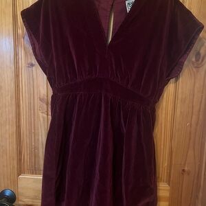 Prairie Underground Deep Red Everyday Velvet Dress